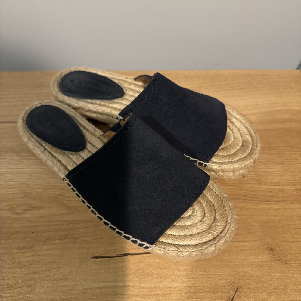 COACH Claudia Espadrille 6B Slide Sandals Blue‎ Suede